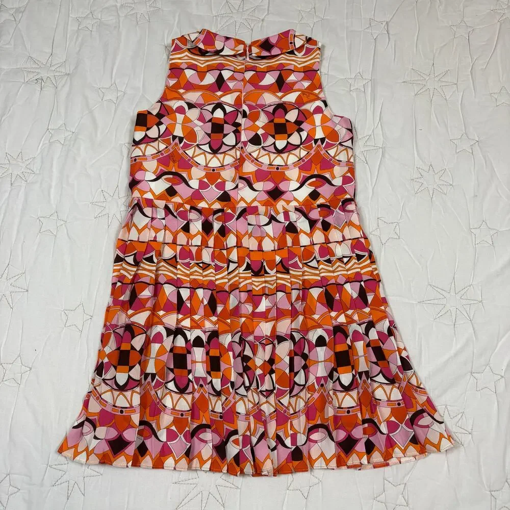 Emilio Pucci Junior Kids Kaleidoscope Geometric Pleated Dress Size 8